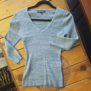 Ribbed, 3/4 sleeve, V neck sweater